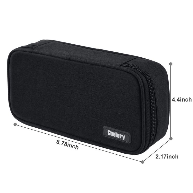 Chelory Big Capacity Pencil Case Large Pencil Bag Pouch Portable Pen Pencil Marker Cases Holder Multi Functional Office Stationery Storage Organizer Supplies Makeup Bag Men Women, Black - Image 5